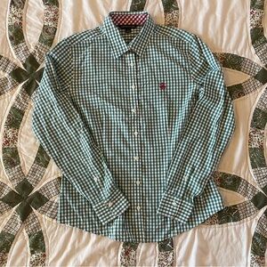 Brooks Brothers Gingham Contrast 346 Shirt in Green, White, Burgundy Size 6